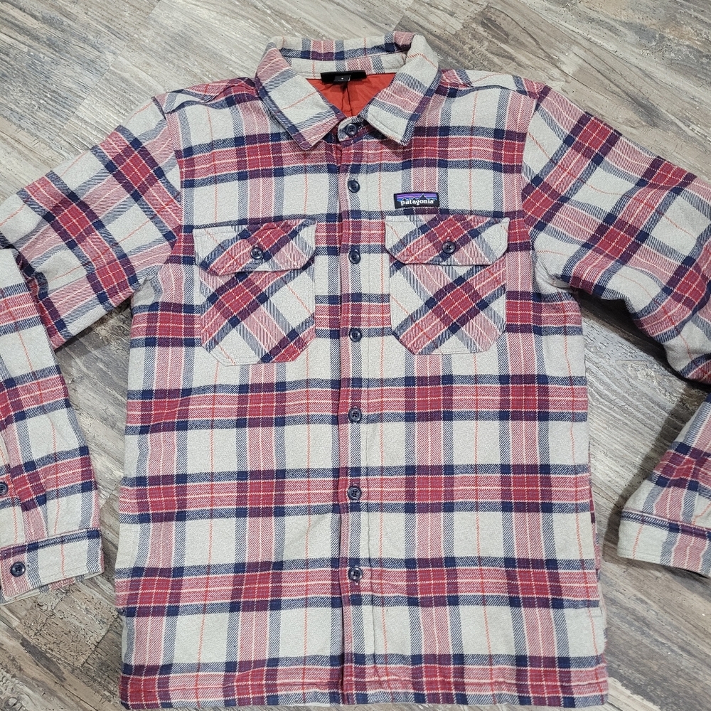 Patagonia Fjord Flannel Organic Cotton Button Up plaid jacket w/ pockets Women's